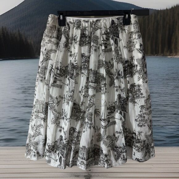 Chic Tommy Bahama Marceau Toile Skirt Beach Hawaii Vacation Boho Women’s Sz SP - Picture 2 of 6